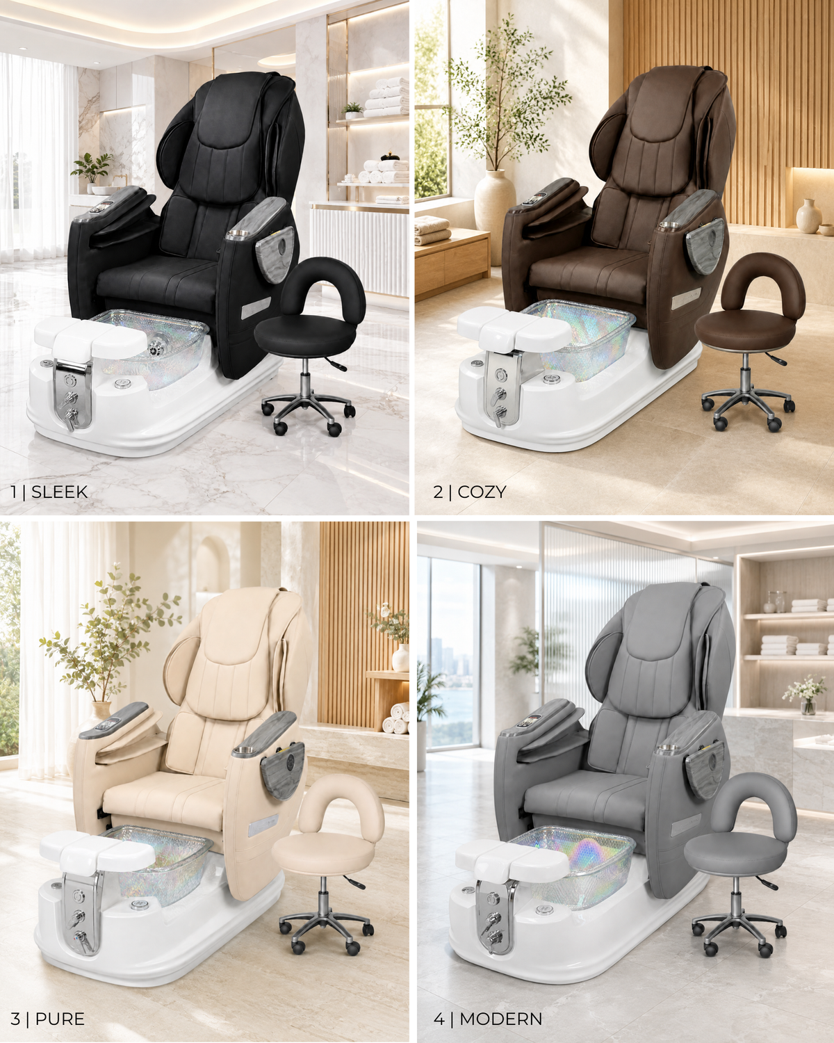 Model Y Pedicure Chair & PB-1002 Stool Set