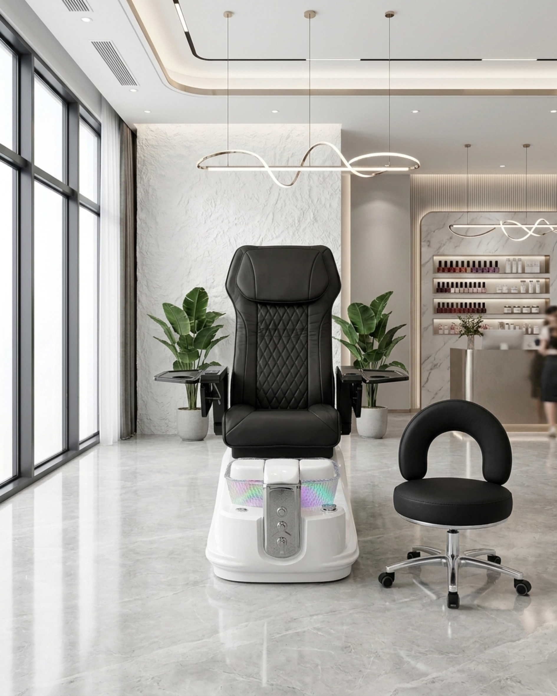 Model Y1 Pedicure Chair & PB-1002 Stool Set