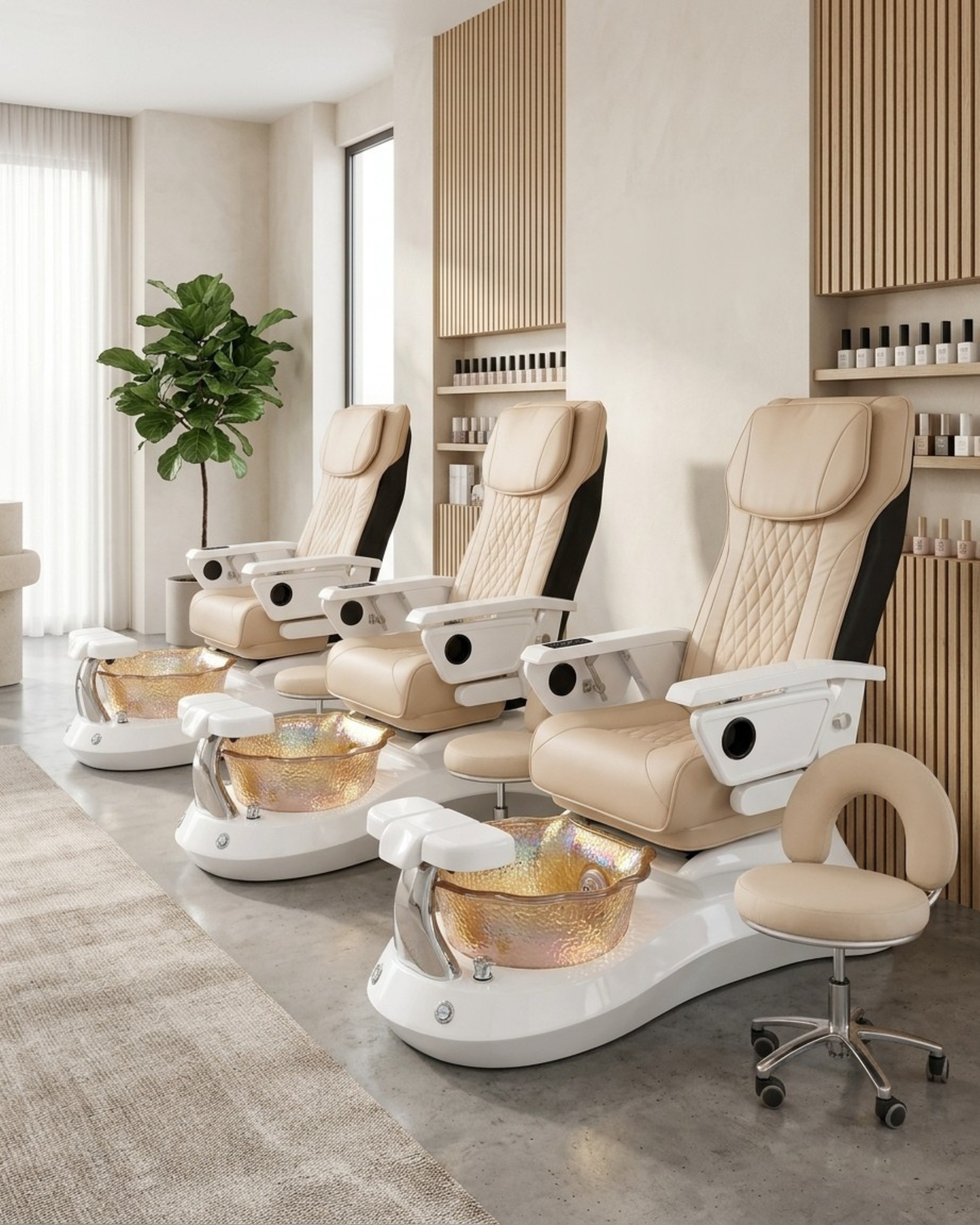 Model R Pedicure Chair & PB-1002 Stool Set