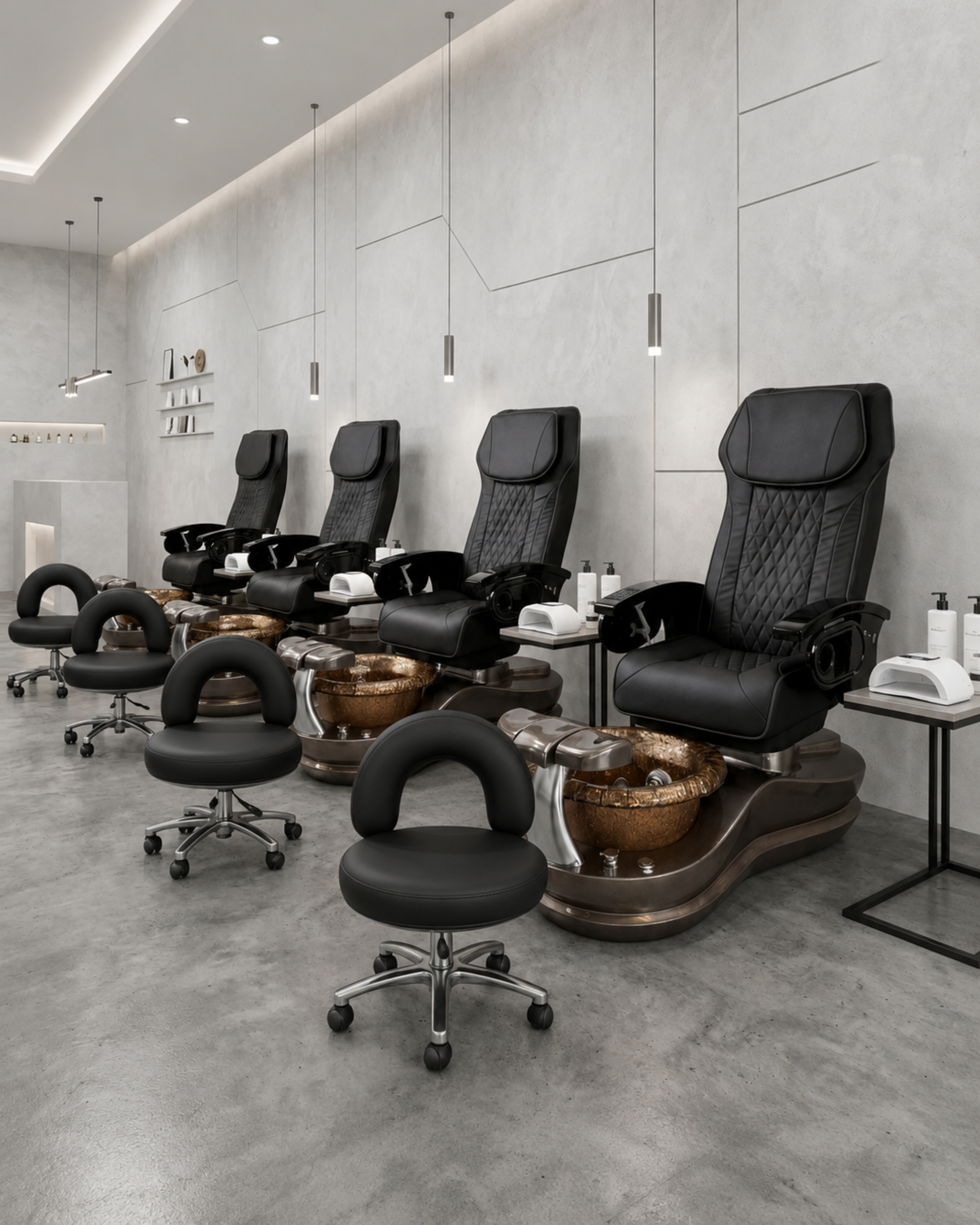 Model F Pedicure Chair & PB-1002 Stool Set