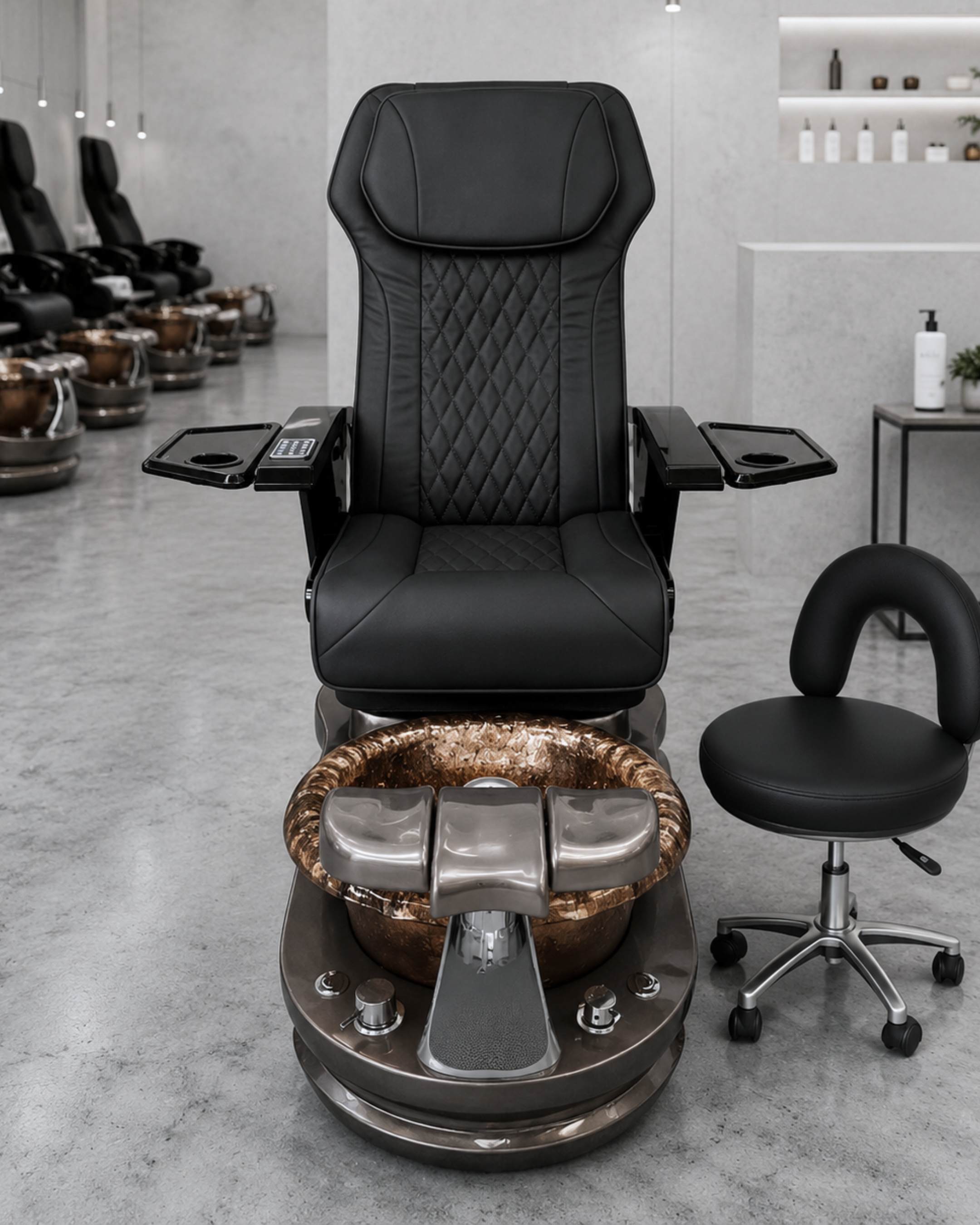 Model F Pedicure Chair & PB-1002 Stool Set