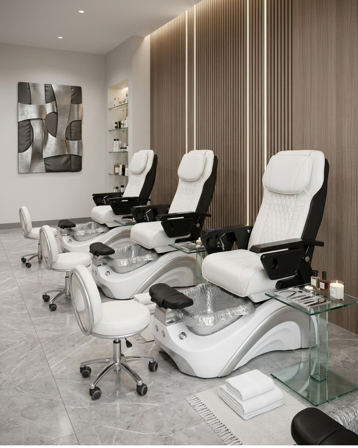 Model P Pedicure Chair & PB-1002 Stool Set