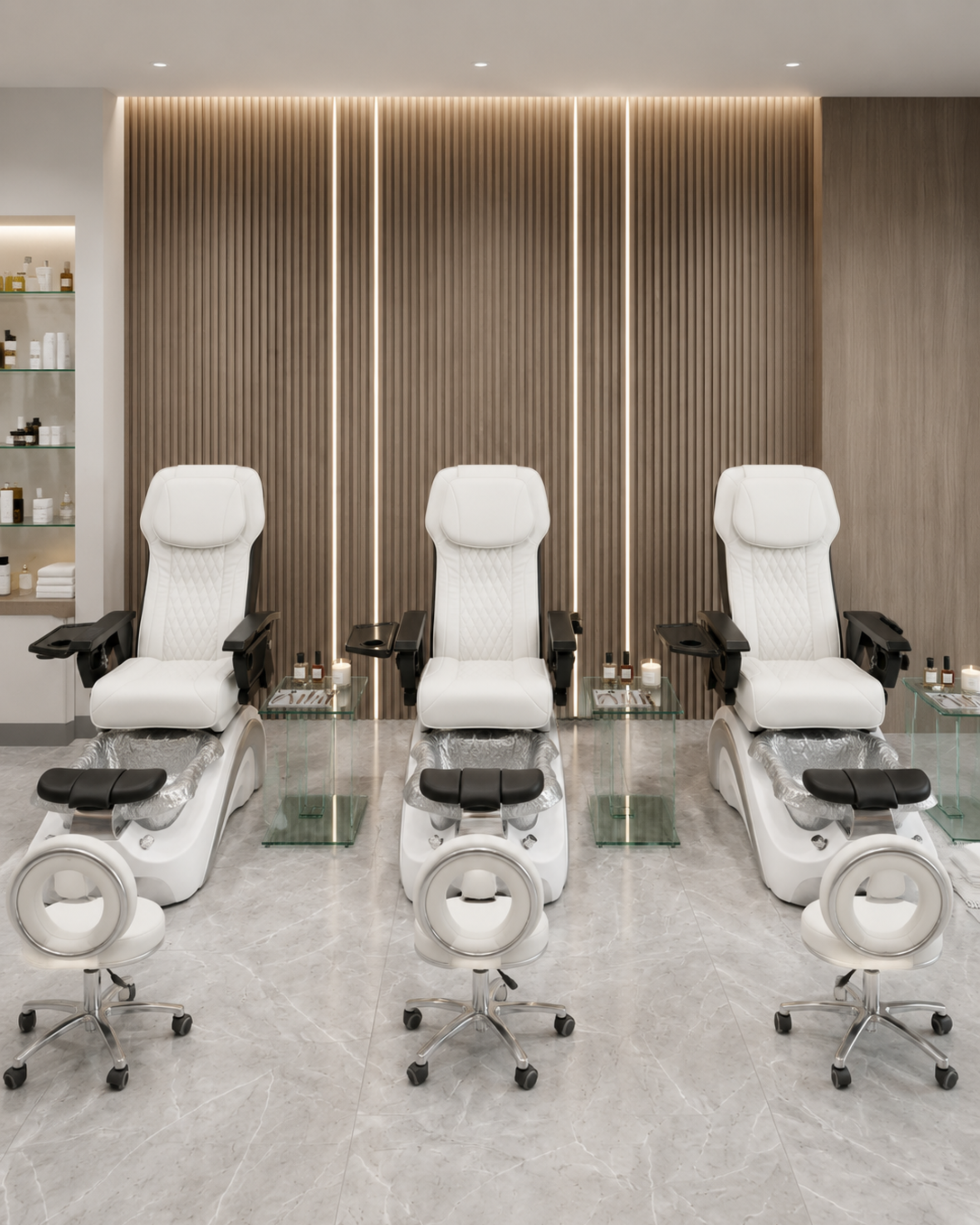 Model P Pedicure Chair & PB-1002 Stool Set