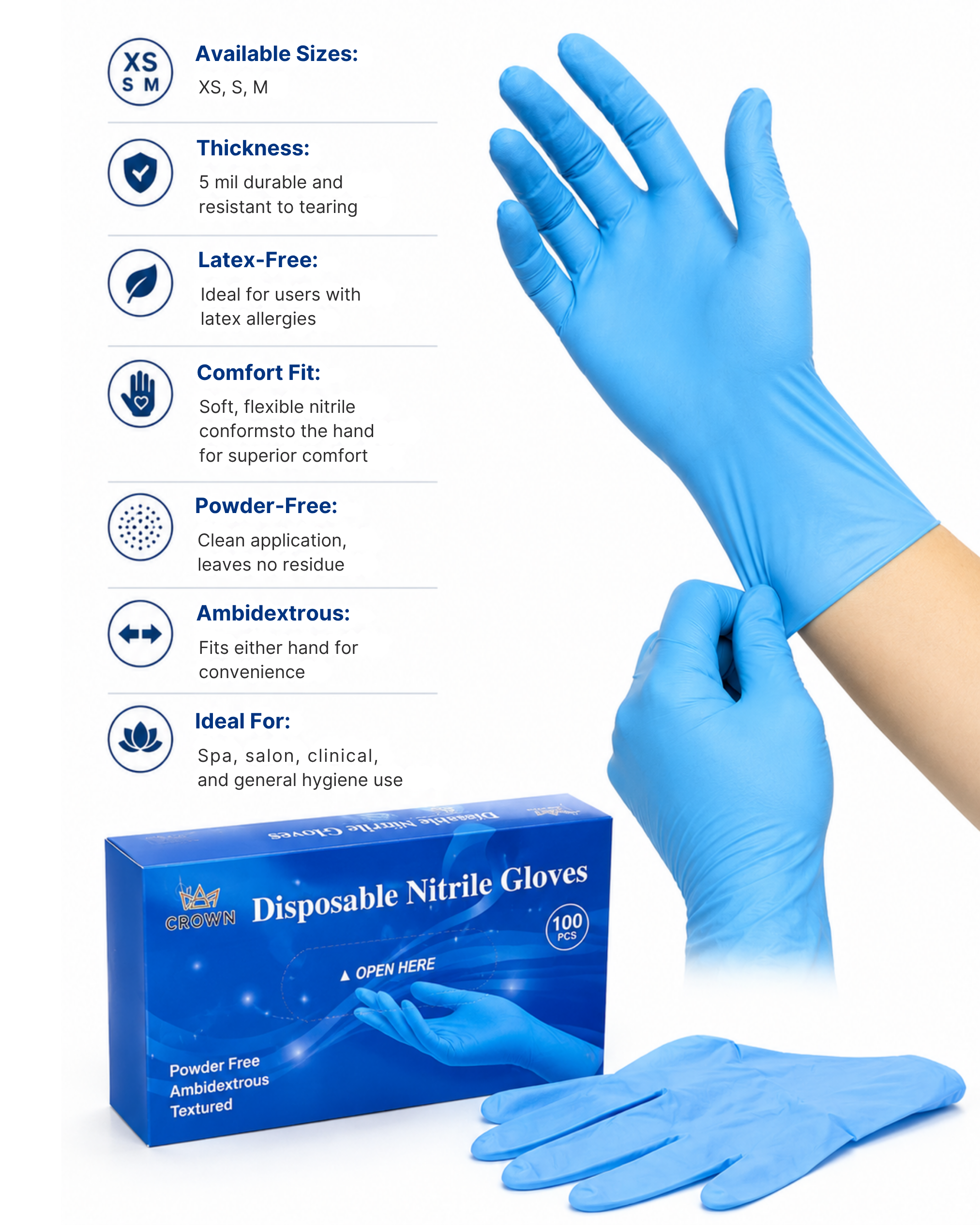 Crown Nitrile Gloves