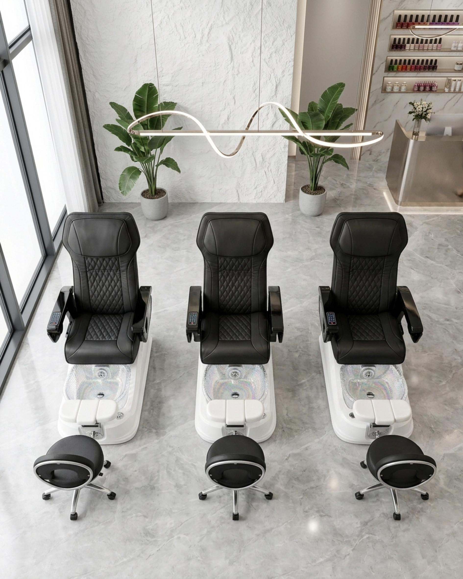 Model Y1 Pedicure Chair & PB-1002 Stool Set