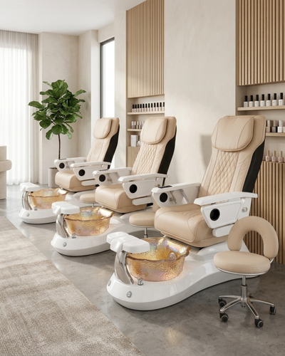 Model R Pedicure Chair & PB-1002 Stool Set