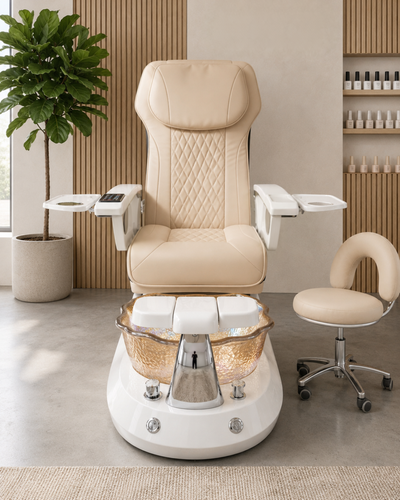 Model R Pedicure Chair & PB-1002 Stool Set
