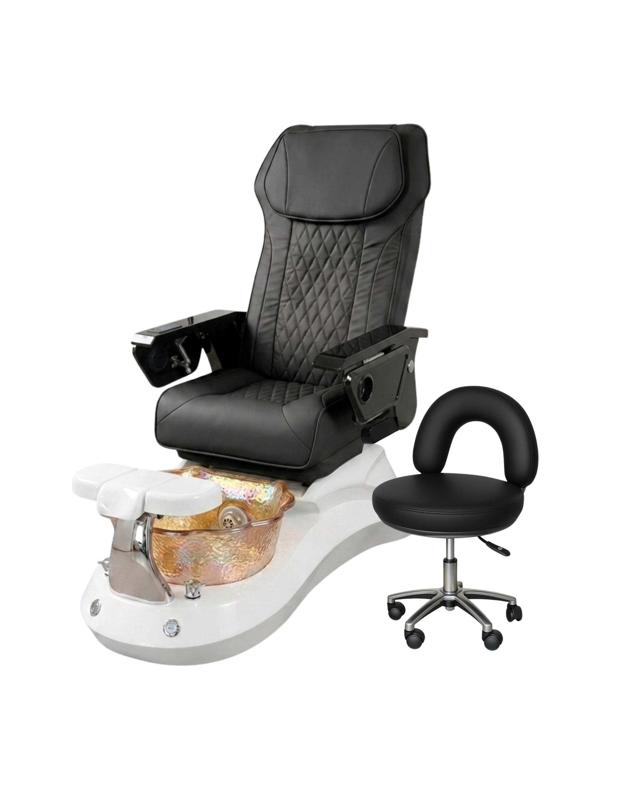 Model R Pedicure Chair & PB-1002 Stool Set