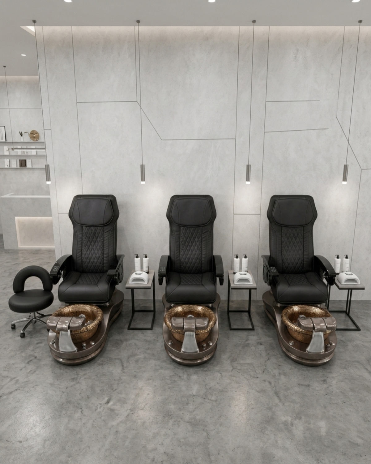Model F Pedicure Chair & PB-1002 Stool Set