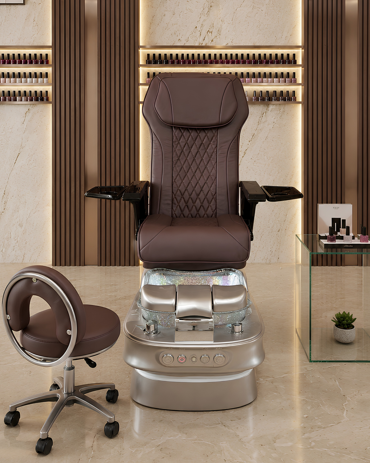 Model Q Pedicure Chair & PB-1002 Stool Set