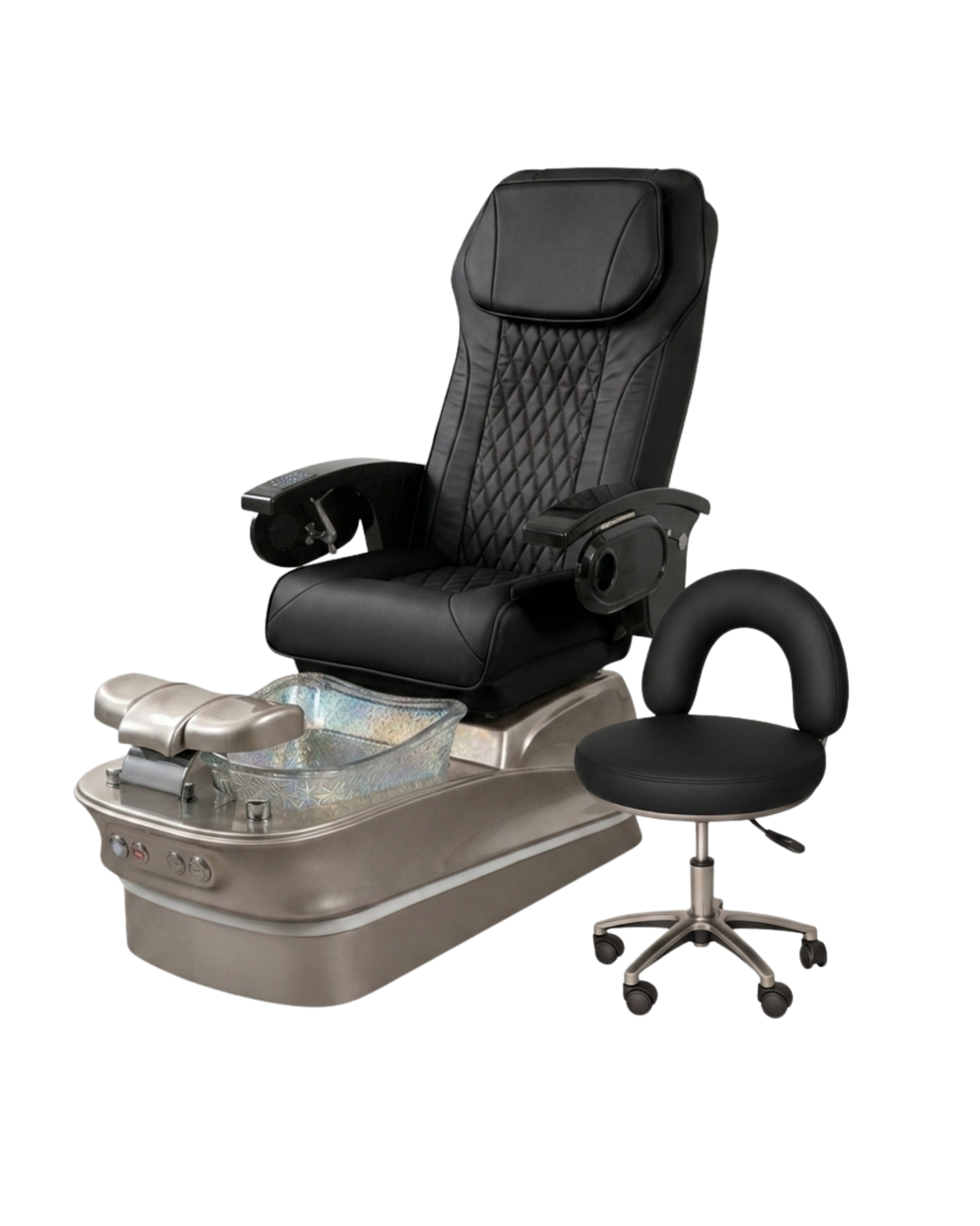 Model Q Pedicure Chair & PB-1002 Stool Set