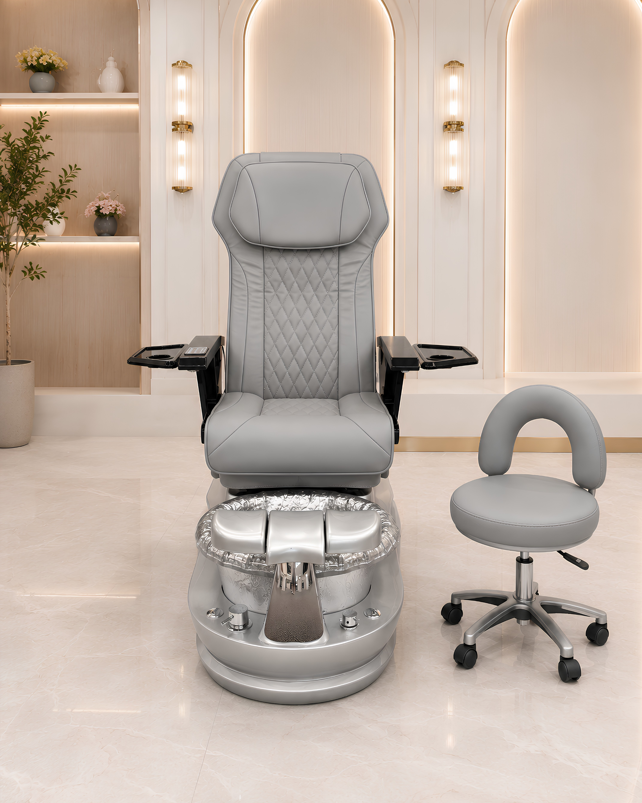 Model S Pedicure Chair & PB-1002 Stool Set
